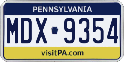 PA license plate MDX9354
