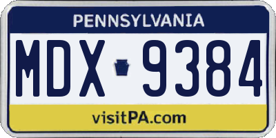 PA license plate MDX9384