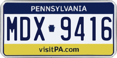 PA license plate MDX9416
