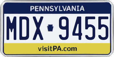 PA license plate MDX9455