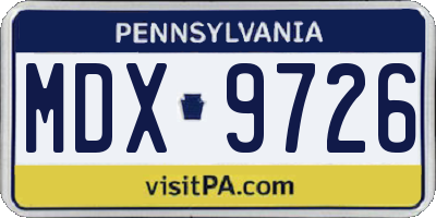PA license plate MDX9726