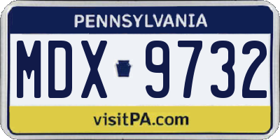 PA license plate MDX9732