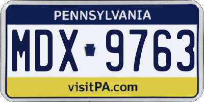 PA license plate MDX9763