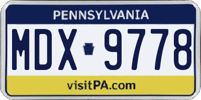 PA license plate MDX9778