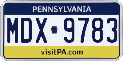 PA license plate MDX9783