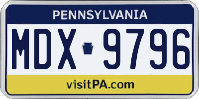 PA license plate MDX9796
