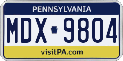 PA license plate MDX9804
