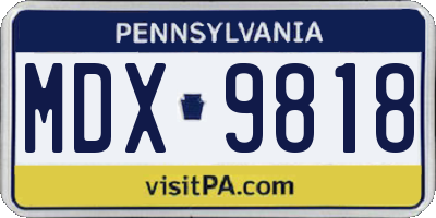 PA license plate MDX9818