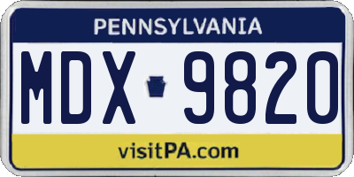 PA license plate MDX9820