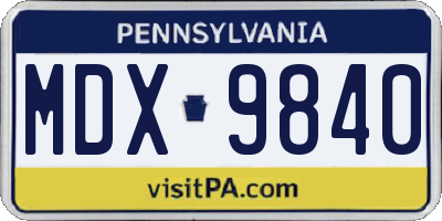 PA license plate MDX9840