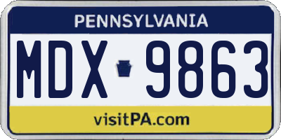 PA license plate MDX9863