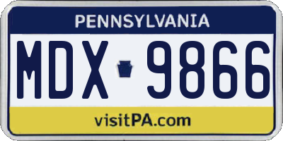 PA license plate MDX9866
