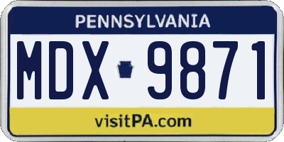 PA license plate MDX9871
