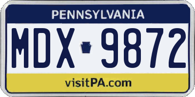 PA license plate MDX9872