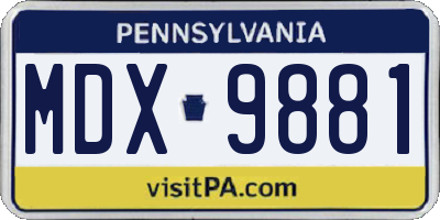 PA license plate MDX9881