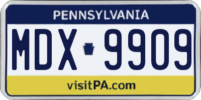PA license plate MDX9909