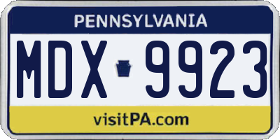 PA license plate MDX9923