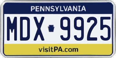 PA license plate MDX9925