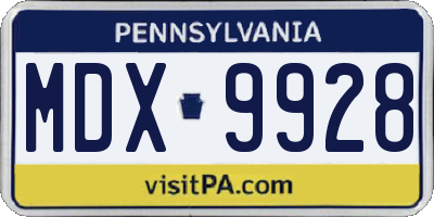 PA license plate MDX9928