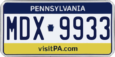 PA license plate MDX9933
