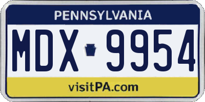 PA license plate MDX9954