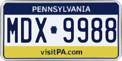 PA license plate MDX9988