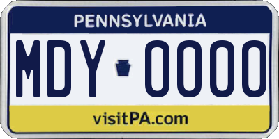 PA license plate MDY0000