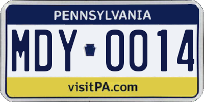 PA license plate MDY0014