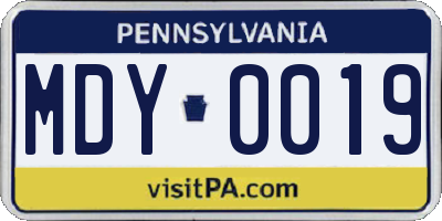 PA license plate MDY0019