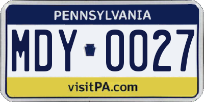 PA license plate MDY0027