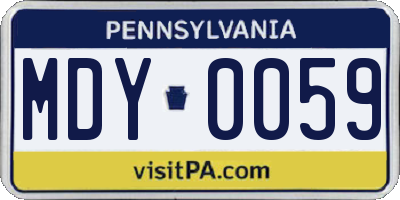 PA license plate MDY0059