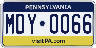 PA license plate MDY0066