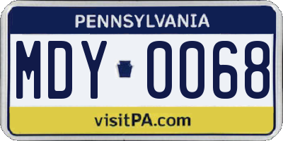 PA license plate MDY0068