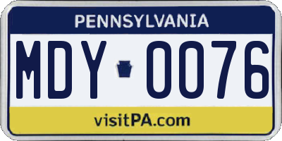 PA license plate MDY0076