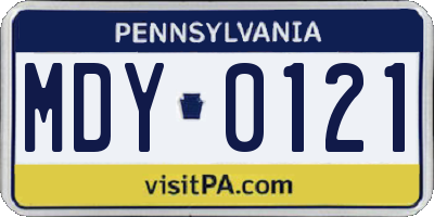 PA license plate MDY0121