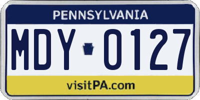 PA license plate MDY0127