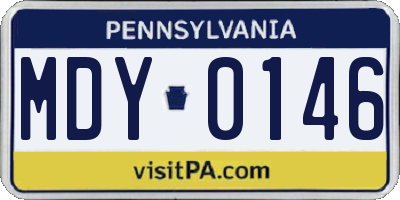 PA license plate MDY0146