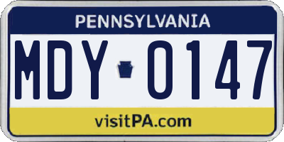 PA license plate MDY0147