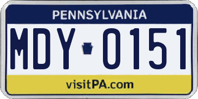PA license plate MDY0151