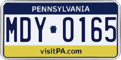 PA license plate MDY0165