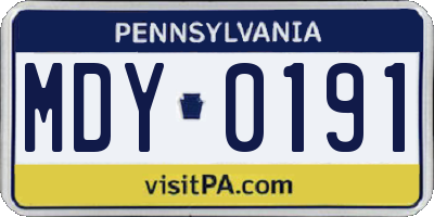 PA license plate MDY0191