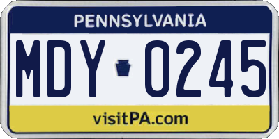 PA license plate MDY0245
