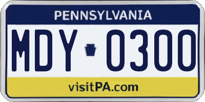 PA license plate MDY0300
