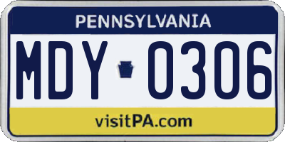 PA license plate MDY0306