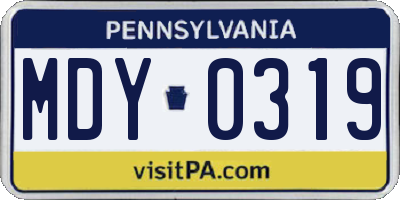 PA license plate MDY0319