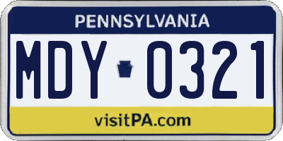 PA license plate MDY0321