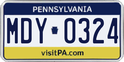 PA license plate MDY0324