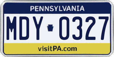 PA license plate MDY0327