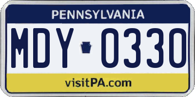 PA license plate MDY0330
