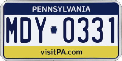 PA license plate MDY0331